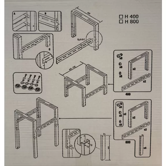 Klímatartó hóhatár konzol 400x450x450-730-ig (állítható) (9794-401-06) 230 kg-ig (kicsi)