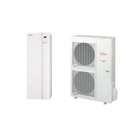 Fujitsu Waterstage HPDUO 14/1F High Power WGYG140DG6 / WOYG140LCTA osztott levegő-víz hőszivattyú beépített HMV tárolóval 13.5 kW