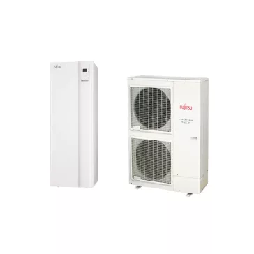   Fujitsu Waterstage HPDUO 11/3F High Power WGYK160DG9 / WOYK112LCTA osztott levegő-víz hőszivattyú beépített HMV tárolóval 10.8 kW